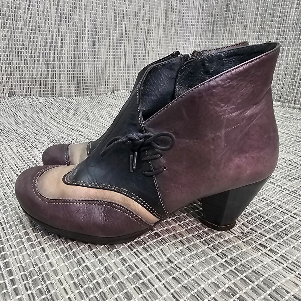 HISPANITAS Booties Heeled Black Leather Womens Size 35 Witchy Lagenlook Bohemian - Picture 6 of 13